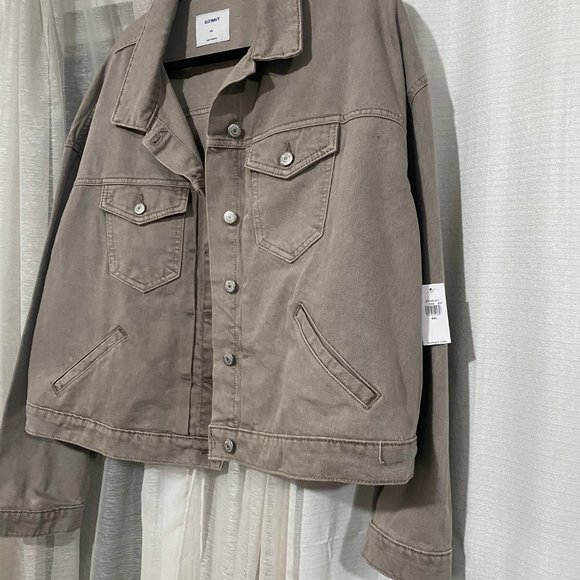 OLD NAVY CROPPED BROWN JEAN JACKET FOR WOMEN - Picture 2 of 4